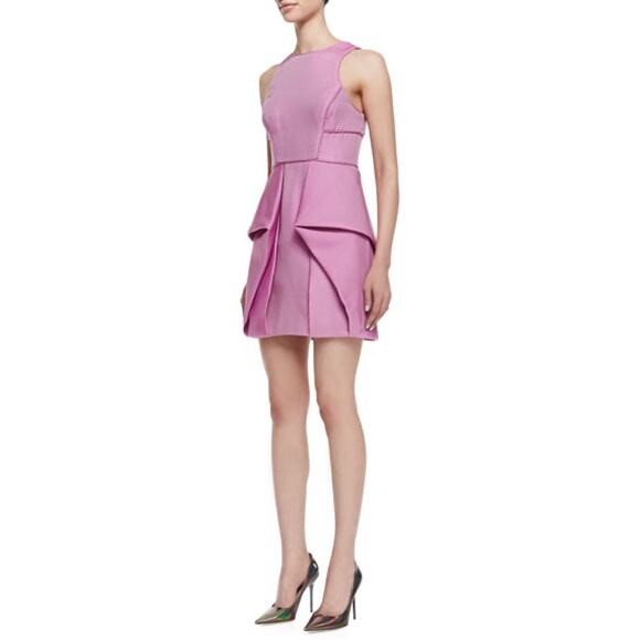 Tibi Simona Sleeveless Pink Origami Layered Cut Out Cocktail Mini Dress Size 0 - Picture 1 of 9
